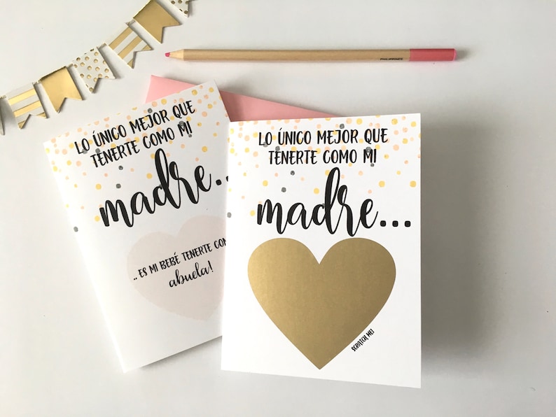 SPANISH Pregnancy Reveal to Mother Scratch off Card Etsy