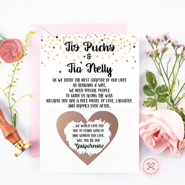 Wedding Godparents Asking Card | Tia and Tio | Will You Be Our Godparents| Wedding Poem for Godmother Godfather | Spanish Wedding Proposal