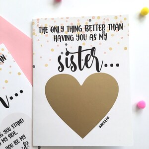 Bridesmaid Proposal for Sister Scratch Off Card The only thing better than having you as my sister Bridesmaid Maid of Honor ROSE GOLD image 4