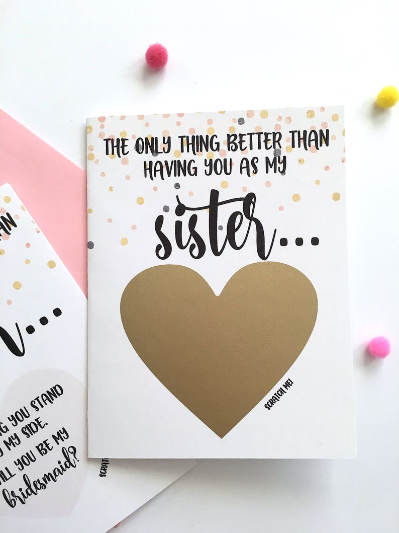 Bridesmaid Proposal for Sister Scratch Off Card The only thing better than having you as my sister Bridesmaid Maid of Honor ROSE GOLD image 4