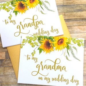 Girasol a mi abuela el día de mi boda - tarjeta para la abuela - tarjeta del día de la boda para los abuelos - a mi tarjeta de la abuela - SUNBEAM