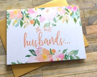 Anuncio de embarazo a la tarjeta de esposo - los mejores esposos son promovidos a papá - Revelación del embarazo al esposo - Nuevo bebé - SPRING BLOSSOM