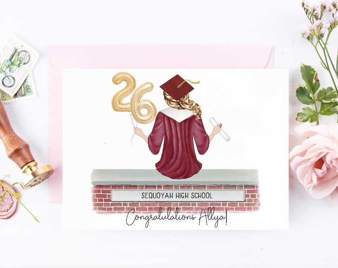 Personalized Graduation Card for Her Graduation Keepsake Senior | Congratulations Graduate Cap Gown | Class of 2026 | College | High School