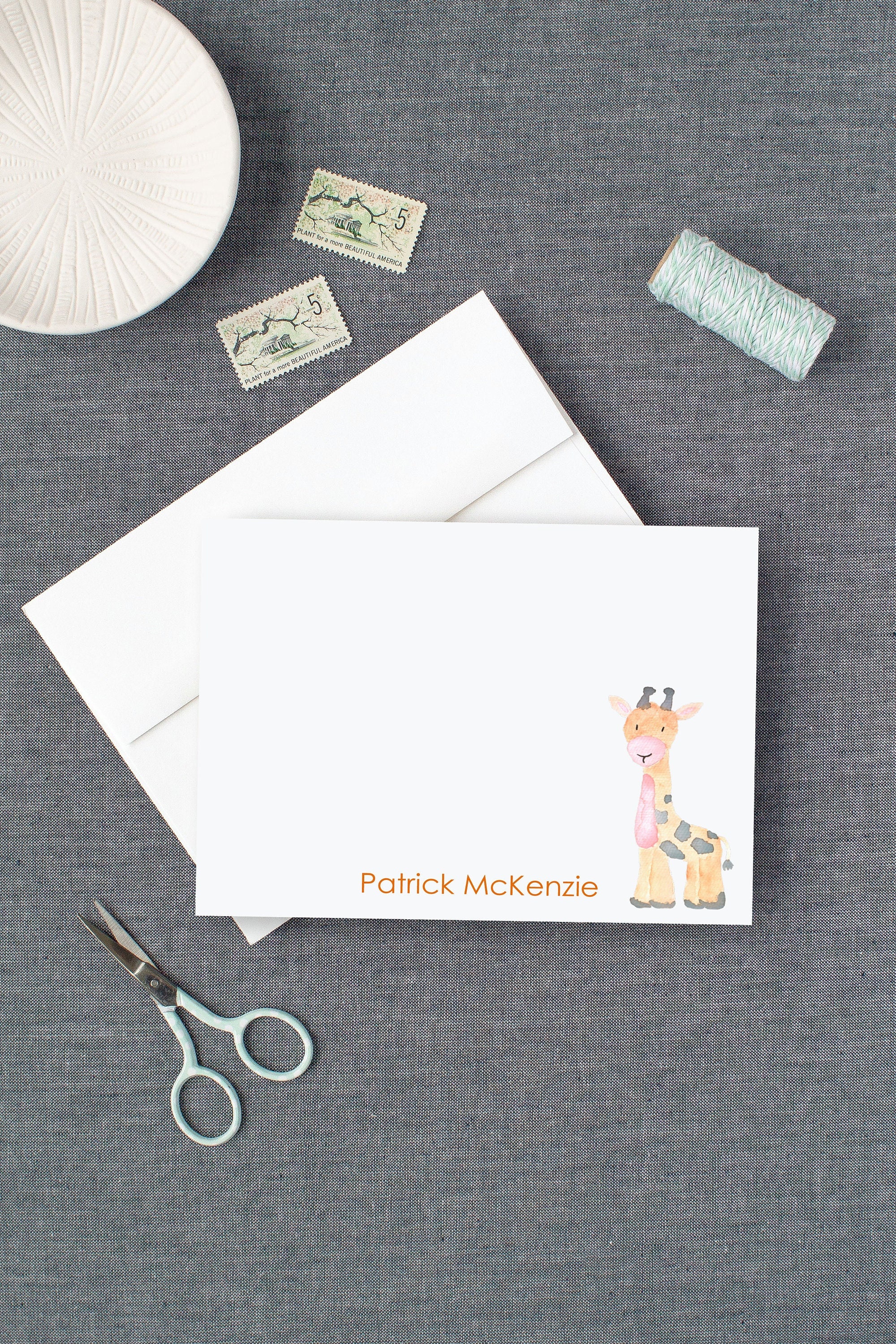 Personalized Giraffe Stationery, Giraffe Note Cards for Kids, Nursery ...