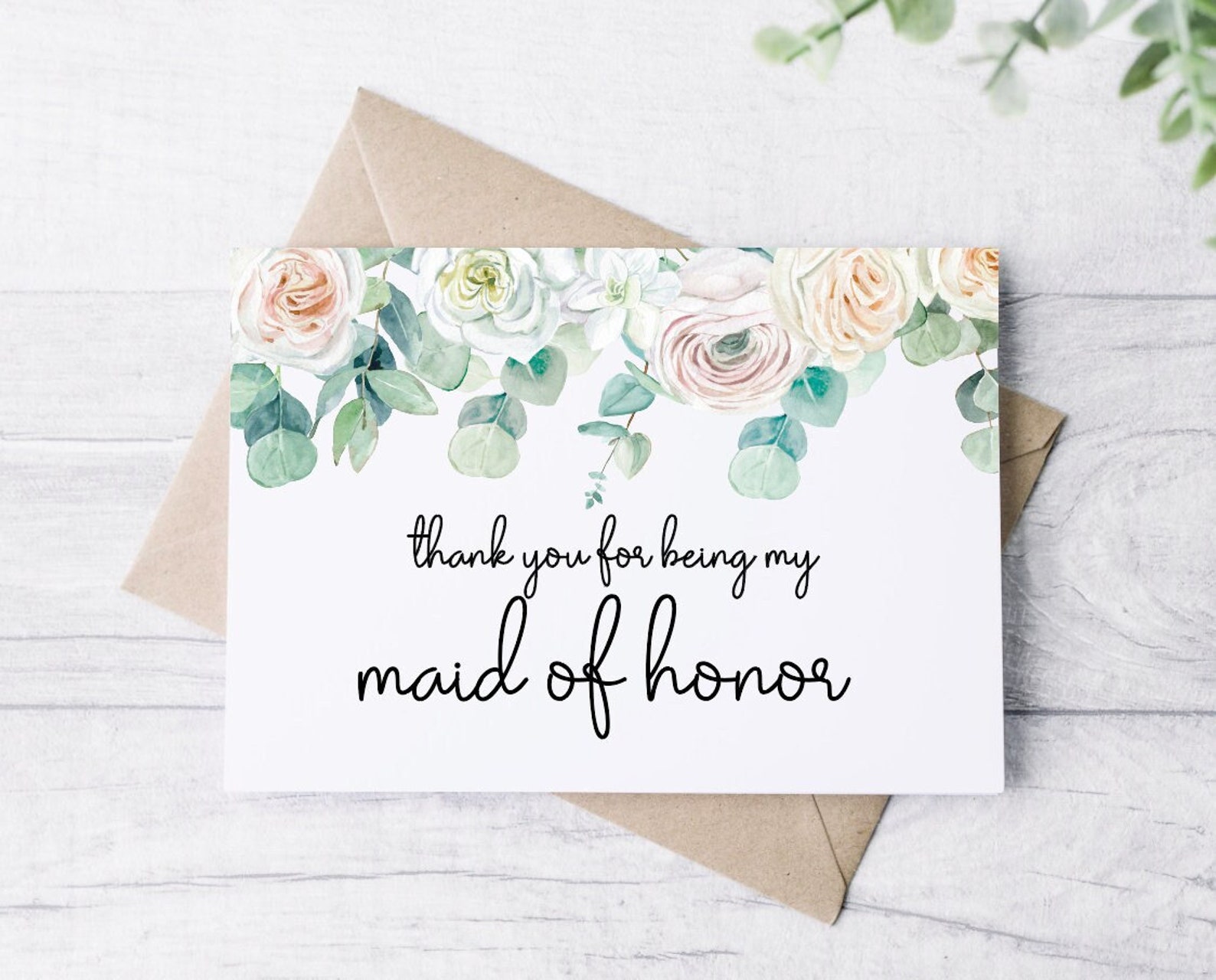 thank you for being my maid of honor card