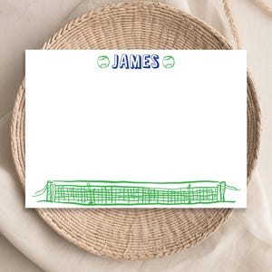Boys Personalized Tennis FLAT Note Cards for Him, Tennis Net, Boys Captain Team Note Cards Stationery, Custom Colors for Him 25-61