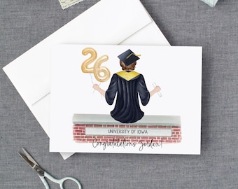 Personalized Graduation Card for Him Keepsake for Senior | Congratulations Graduate | Guy Cap Gown | Class of 2026 | University High School