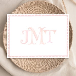 Papelería con monograma de 3 letras, tarjetas de acuarela para mujeres, tarjetas de agradecimiento, tarjetas para niñas, notas plegadas con monograma de 25 a 18
