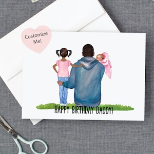 Papa Verjaardagskaart | Papa verjaardag van Kids | Vader en 2 kinderen kind en baby | Kaart voor papa | Vaderdag | Kaart van Kinderen | Papa Keepsake