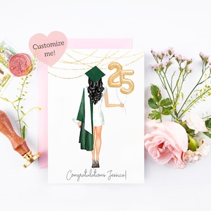 carte de remise des diplômes personnalisée | Carte personnalisée pour senior | Félicitations diplômé | Diplôme universitaire de la promotion 2025, Cap Gown, lycée