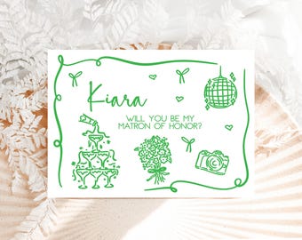Tarjeta personalizada "¿Serás mi dama de honor?" / Tarjeta de propuesta de dama de honor para mejor amiga, hermana, mamá / Elige tu color de tinta