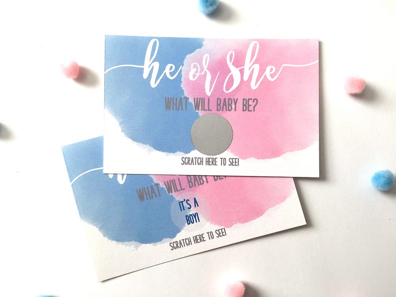 10 He or She Gender Reveal Party Scratch Off Card Baby Shower Game Gender Reveal He or She Blue or Pink Scratch Offs Set of 10 image 4