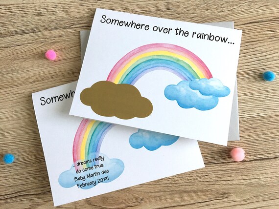 Somewhere Over The Rainbow Baby Scratch Off Card - Rainbow Baby - Baby After Miscarriage Loss - Personalized IVF Baby Pregnancy Reveal Card