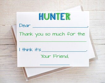 Boys Fill In The Blank Birthday Thank You Cards | Personalized Stationery For Boys | FLAT Cards | Thank You | Cards and Envelopes 22-111