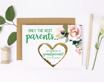 Carta di gravidanza per i genitori / Promosso ai nonni Annuncio del bambino / Gratta e vinci per mamma e papà / Rivelazione del bambino per mamma padre