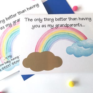 Annonce de grossesse de bébé miracle aux grands-parents - Carte à gratter - Nouveaux arrière-grands-parents - Rainbow Baby Reveal to Grandma - RAINBOW