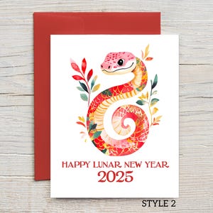Cartão do Ano da Serpente, Ano Novo Chinês, Ano Novo Lunar, Zodíaco Chinês, Cartão do Horóscopo da Serpente, Feliz Ano Novo 2025 CNY25-2