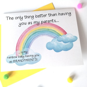 Annonce de grossesse de bébé miracle aux parents - Carte à gratter - Nouveaux grands-parents - Rainbow Baby Reveal to Mom and Dad - RAINBOW