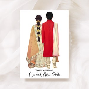 Cartes de remerciement personnalisées pour mariage indien | Remerciements des mariés | carte de mariage indienne | Fête nuptiale de remerciement