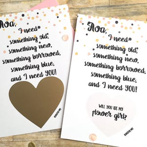 Flower Girl Proposition Scratch Off Card - Personnalisé Serez-vous Ma Fleur Fille Scratch Off - Carte de Proposition Unique Demoiselle d’honneur QUELQUE CHOSE DE VIEUX