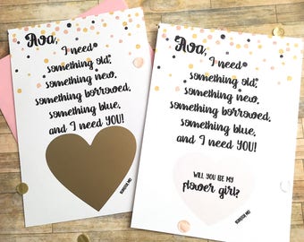 Flower Girl Proposal Scratch Off Card - Personalized Will You Be My Flower Girl Scratch Off - Unique Proposal Card Bridesmaid SOMETHING OLD