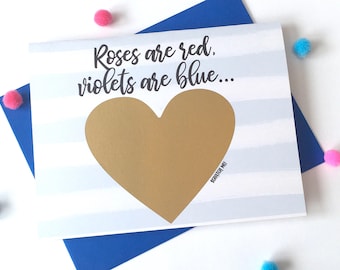 Pregnancy Scratch Off Card - Pregnancy Announcement to Husband - New Daddy Scratch Off Card - Roses Are Red Violets Are Blue - HEARTBEAT