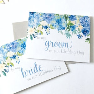 card for husband or wife - hydrangea wedding day card for bride or groom - to my bride / groom on our wedding day - ETERNITY