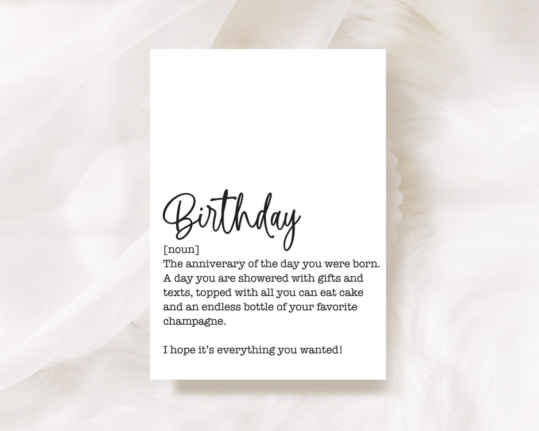 Birthday Card Definition of Birthday Keepsake Card for Best Etsy