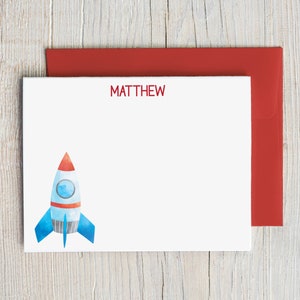 Cartes rocket ship personnalisées pour les enfants | Garçons Astronaute et | de la papeterie spatiale Rocket Launch FLAT Cards pour Pen Pals | Merci 22-42
