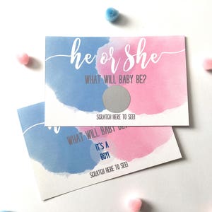 10 He or She Gender Reveal Party Scratch Off Card Baby Shower Game Gender Reveal He or She Blue or Pink Scratch Offs Set of 10 image 3