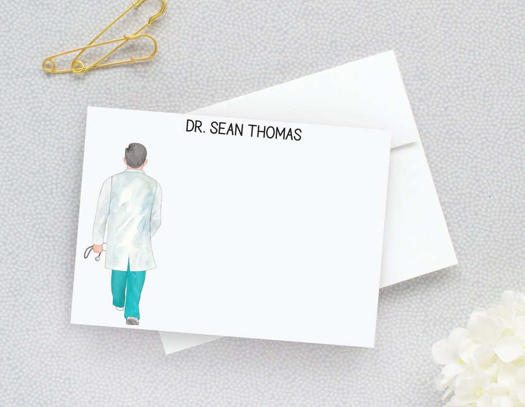 Personalized Doctor Stationery, Custom FLAT Note Cards for MD