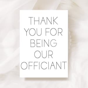 Grazie per essere il nostro officiante, biglietto della sposa e dello sposo, officiante del matrimonio grazie, per sacerdote, rabbino, amico, biglietto di ringraziamento moderno