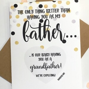 Pregnancy Reveal to Father Scratch Off Card Pregnancy Announcement Grandpa only thing better than having you as a dad CONFETTI image 3