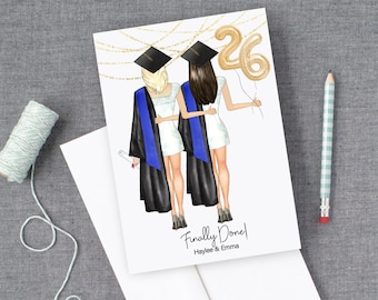 Personalized Graduation Card for Best Friend, Custom Card Senior, Congratulations Graduate, Cap Gown, Class of 2026, College High School