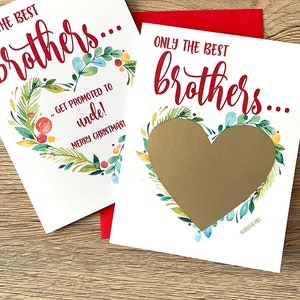 Annonce de grossesse de Noël à frère - Carte à gratter - Seuls les meilleurs frères sont promus oncle - Nouveau bébé - JOYEUX NOËL