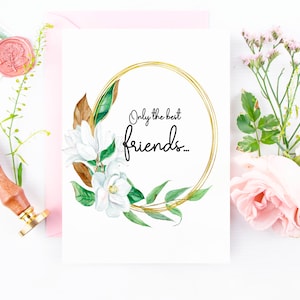 Carte de révélation de grossesse pour meilleur ami - Nouvelle carte de tante - Carte de tante de Bestie - Carte de révélation de bébé - Nouvelle annonce de bébé - Magnolia