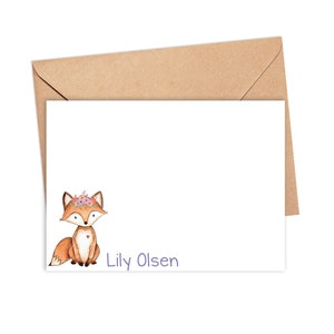 Woodlands Fox Stationery Personalized Note Cards Baby Shower Thank You Cards Watercolor Deer Woodland Rustic Stationary 22-23 image 2
