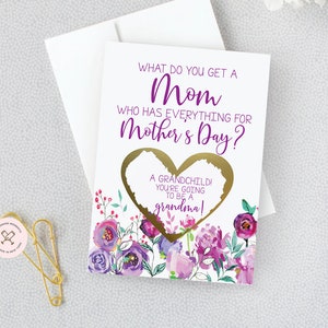 Mothers Day Pregnancy Scratch Off Card for Mom New Grandma Reveal Card Mothers Day Baby Announcement New Baby Grandchild Card image 2