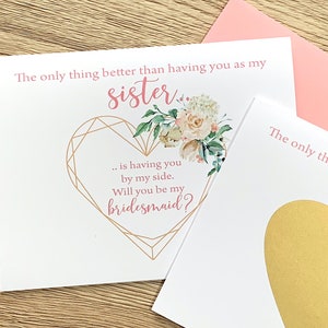 Willst du meine Brautjungfer Kratzerkarte für Schwester sein - Oma of Honor Proposal for Sister Card - Floral Bridesmaid Card - VICTORIA