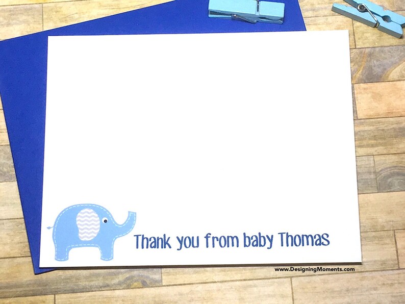 Personalized Blue /& Gold Chevron Stationery 5x7 Note Cards