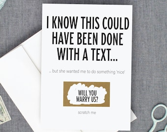 Funny Officiant Proposal Card - Will You Marry Us Scratch Off Card, This Could Have Been Done With a Text, Card from Groom, Best Man