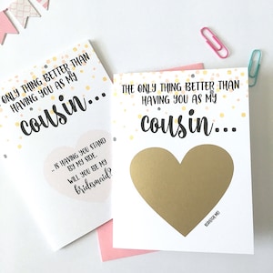 Will You Be My Bridesmaid Scratch Off Card for Cousin - only thing better than having you as my Cousin Scratch Off - Maid of Honor ROSE GOLD