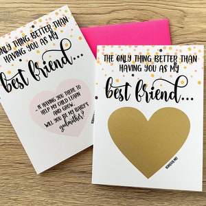 Proposition de marraine Carte à gratter - La seule chose mieux que de vous avoir comme meilleure amie Carte - Baptême - BÉNI