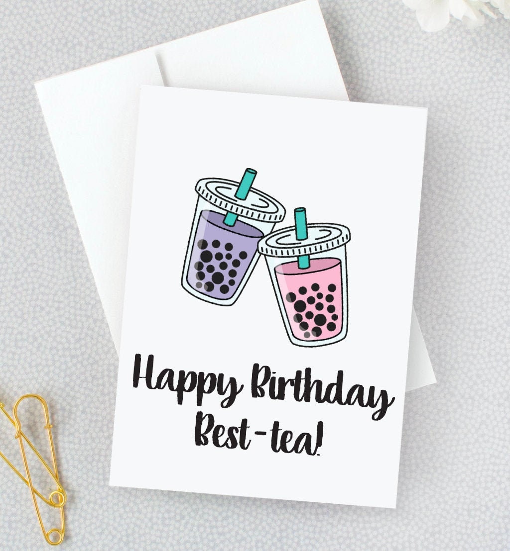 Bubble Tea Besties Birthday Ccard / Boba Best Teas Card / Etsy México