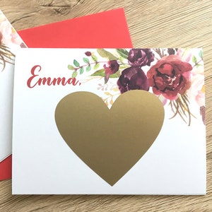 Proposition personnalisée de GIrl de fleurs - Carte à gratter - Serez-vous ma fille de fleurs - Carte de demoiselle d’honneur - Fleurs de Bourgogne - MERLOT