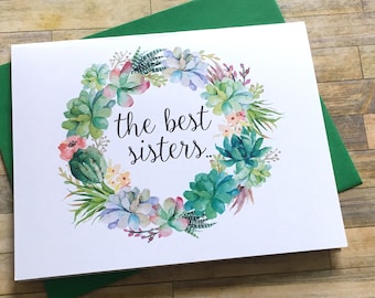 Pregnancy Announcement Card - Succulent Pregnancy Reveal to Sister - New Auntie Rustic Announcement - Having a Baby Card - SWEET SUCCULENTS