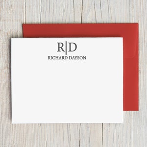 Papelería monograma de 2 letras / Tarjetas PLANAS personalizadas para él / Tarjetas de felicitación monograma personalizadas / Gracias SET de 10 notas Sobres 22-12