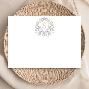 Vintage paarse monogram kuif platte kaarten, aquarel violet kuif eerste monogram notities, platte kaarten bedankkaarten voor haar, 25-30