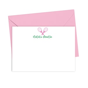 Personalized Tennis Note Cards for Her Girls Tennis Cards Tennis Stationery Sports Stationary Tennis Racquet Ball Set of 10 22-81 image 4