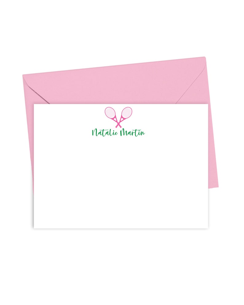 Personalized Tennis Note Cards for Her Girls Tennis Cards Tennis Stationery Sports Stationary Tennis Racquet Ball Set of 10 22-81 image 4